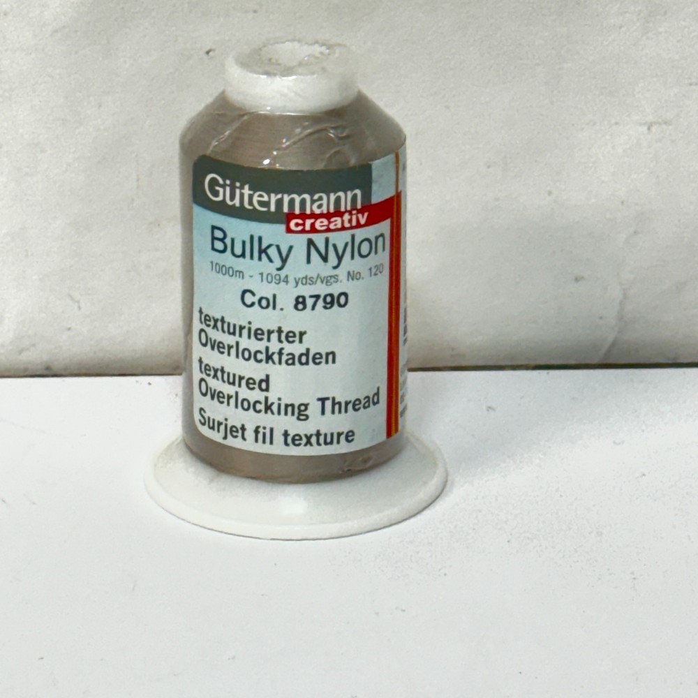 Gutermann Bulky Nylon Thread Overlocking, Textured, 8790 Silver, 1000M