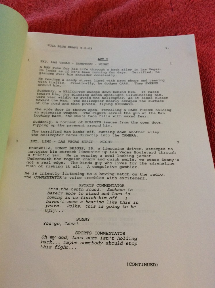ORIGINAL SCRIPT DEEP ATTACK BET YOUR LIFE SEAN CARRIGAN BILLY ZANE