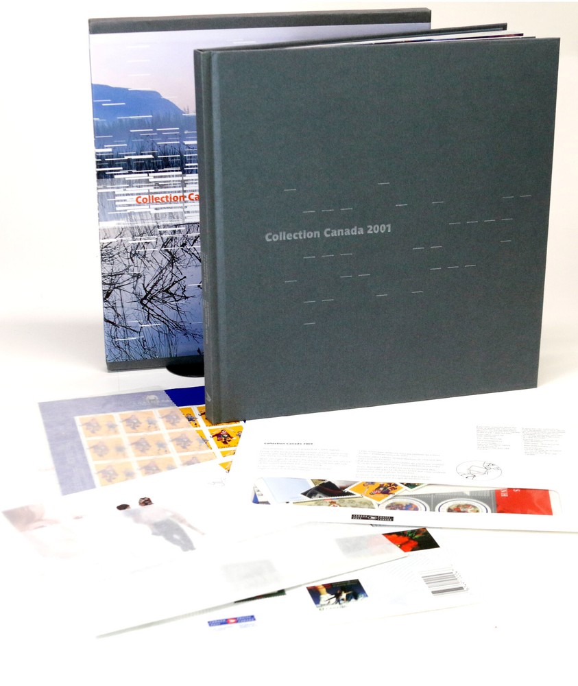 Collection Canada 2001 Stamp Yearbook plus Shriner stamp block sheet & dat/issue