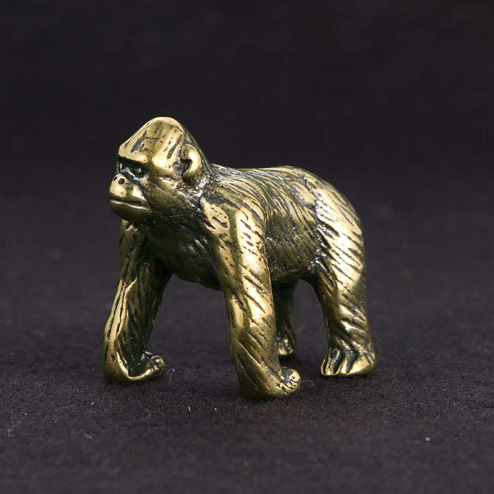 Miniature Solid Brass Monkey Gorilla Statue Tea Pet Mini Figure Animal Craft Toy