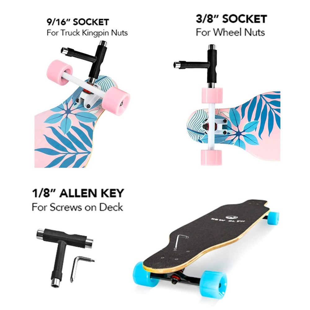 41'' Longboard Skateboard 8 Layer Canadian Maple Drop Through Longboards for ...