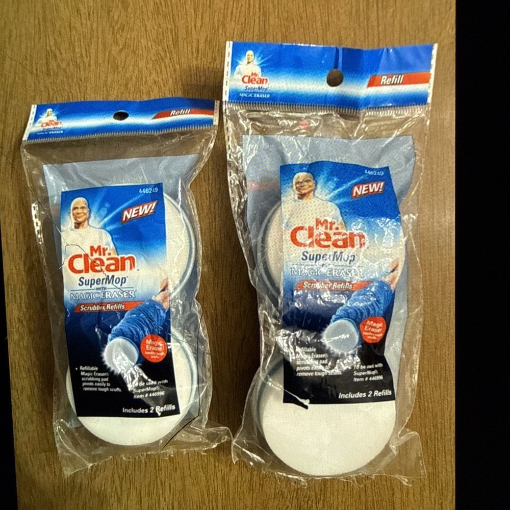 Mr. Clean SuperMop Magic Eraser Scrubber Refills 2 Pack x 2 Blue White