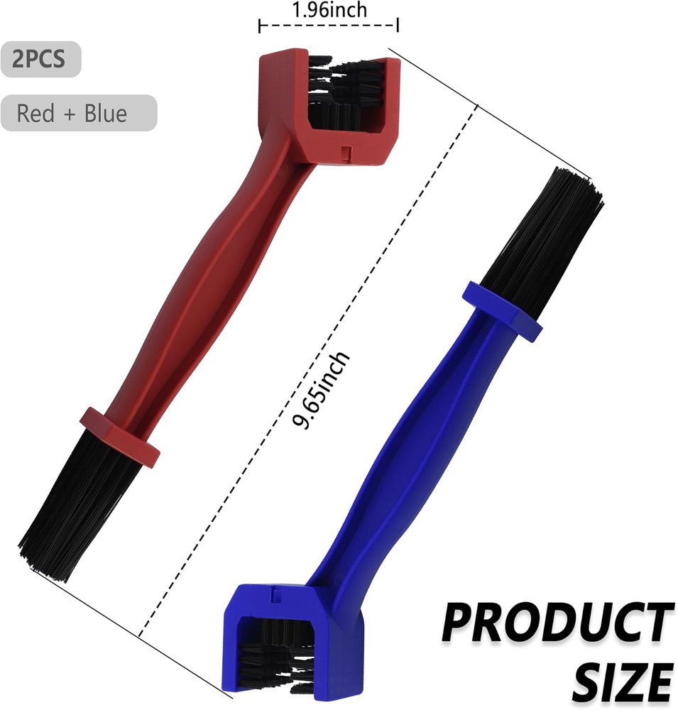 2PCS Motorcycle Chain Brush,Double-Ended Motorcycle Chain Cleaner with Three-Sid