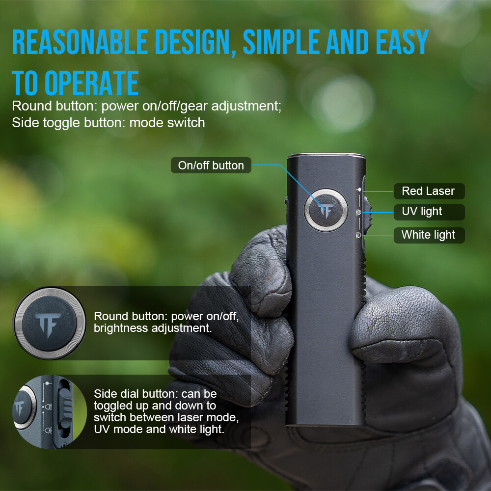 Trustfire 1200LM MiniX3-SE Rechargeable Flashlight White Light UV Pointer BLACK