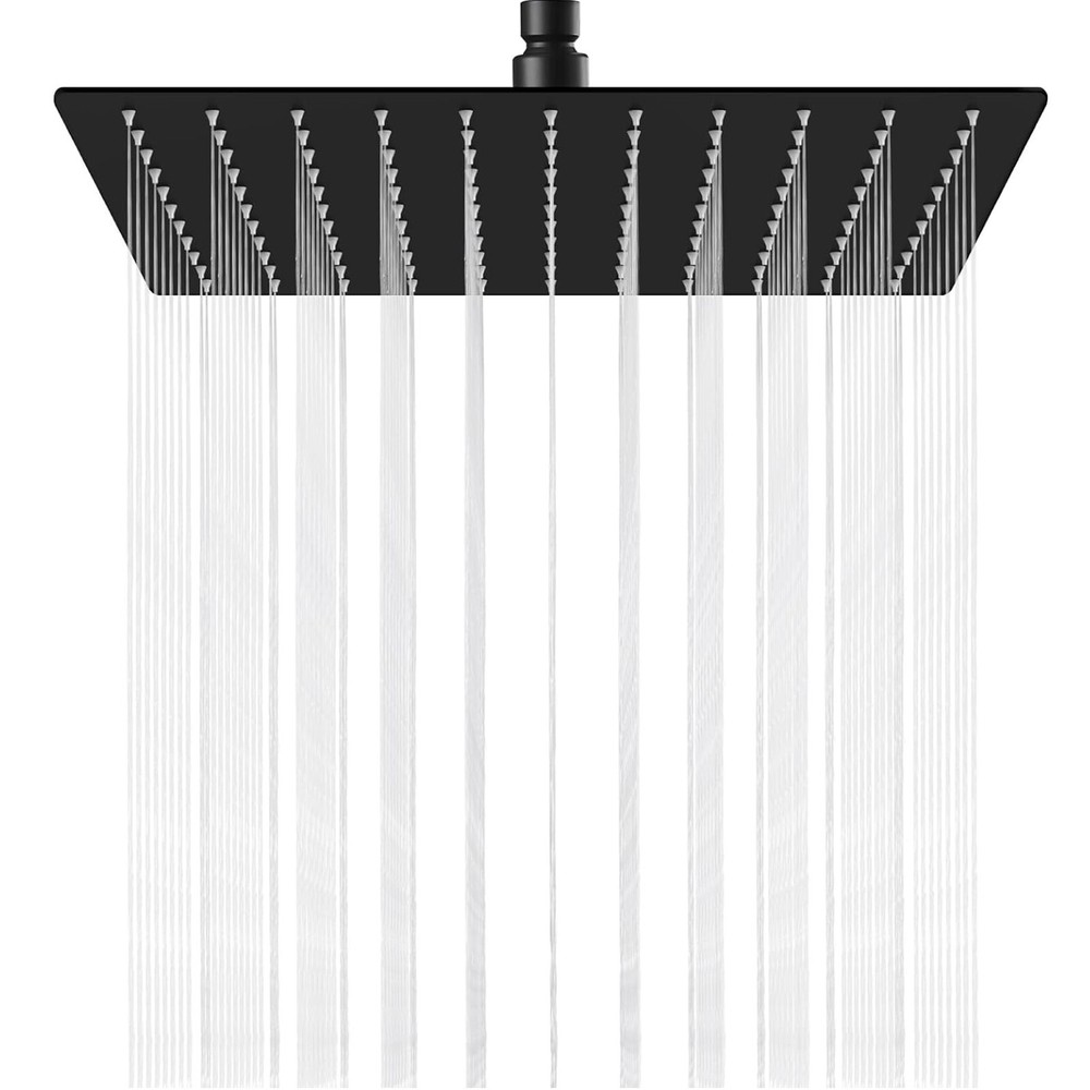 Black 16inch Rain Shower Head High pressure Rainfall Square Head Stainless Steel