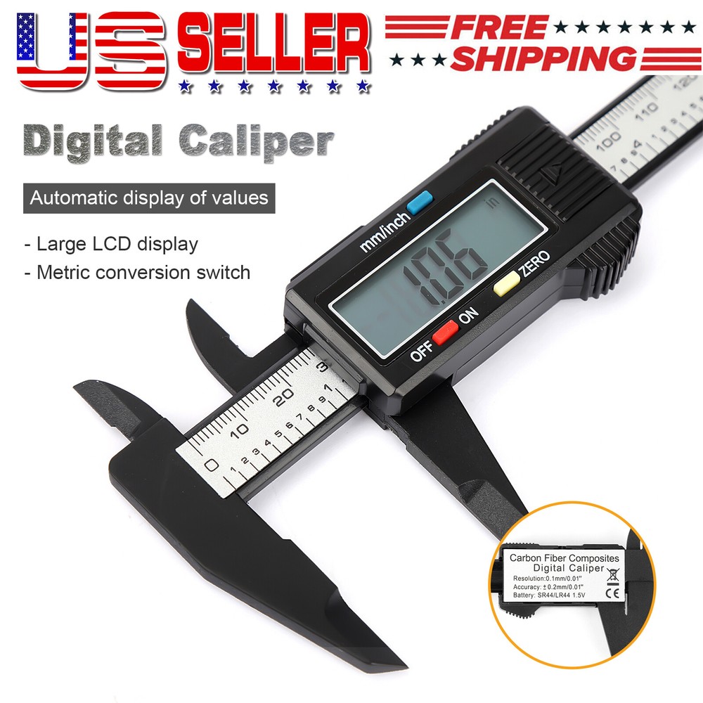 0-6" Calipers Measuring Tool Electronic Micrometer Caliper LCD Screen Auto-Off