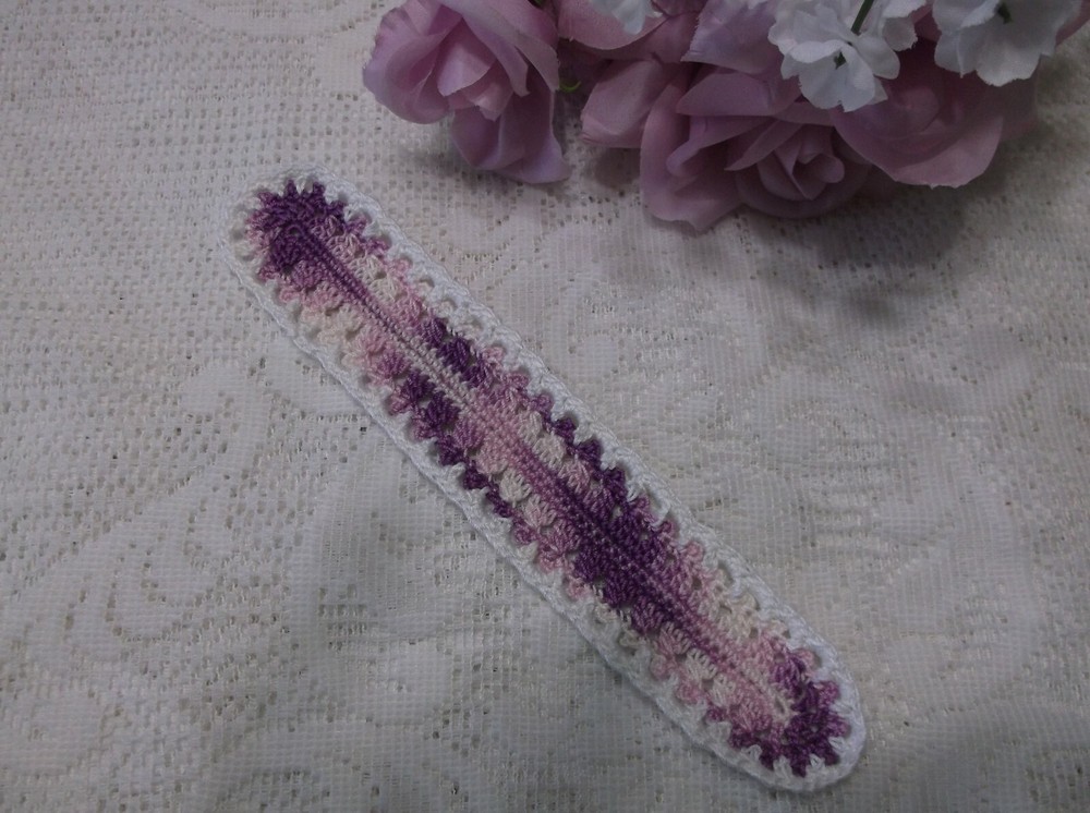 Handmade Crocheted Bookmark - Purple/White Variegated