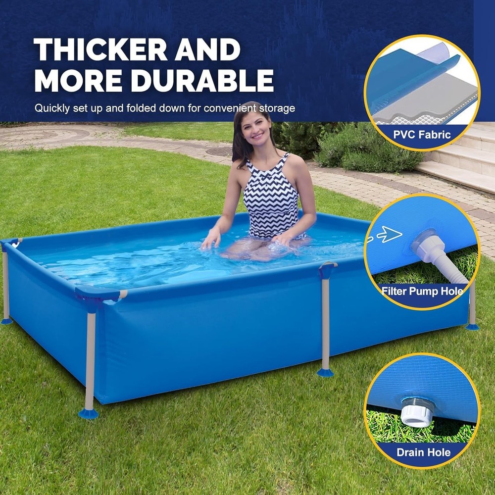 Quick-Install Above Ground Pool - Spacious 6.2ft x 4.2ft Rectangular Design