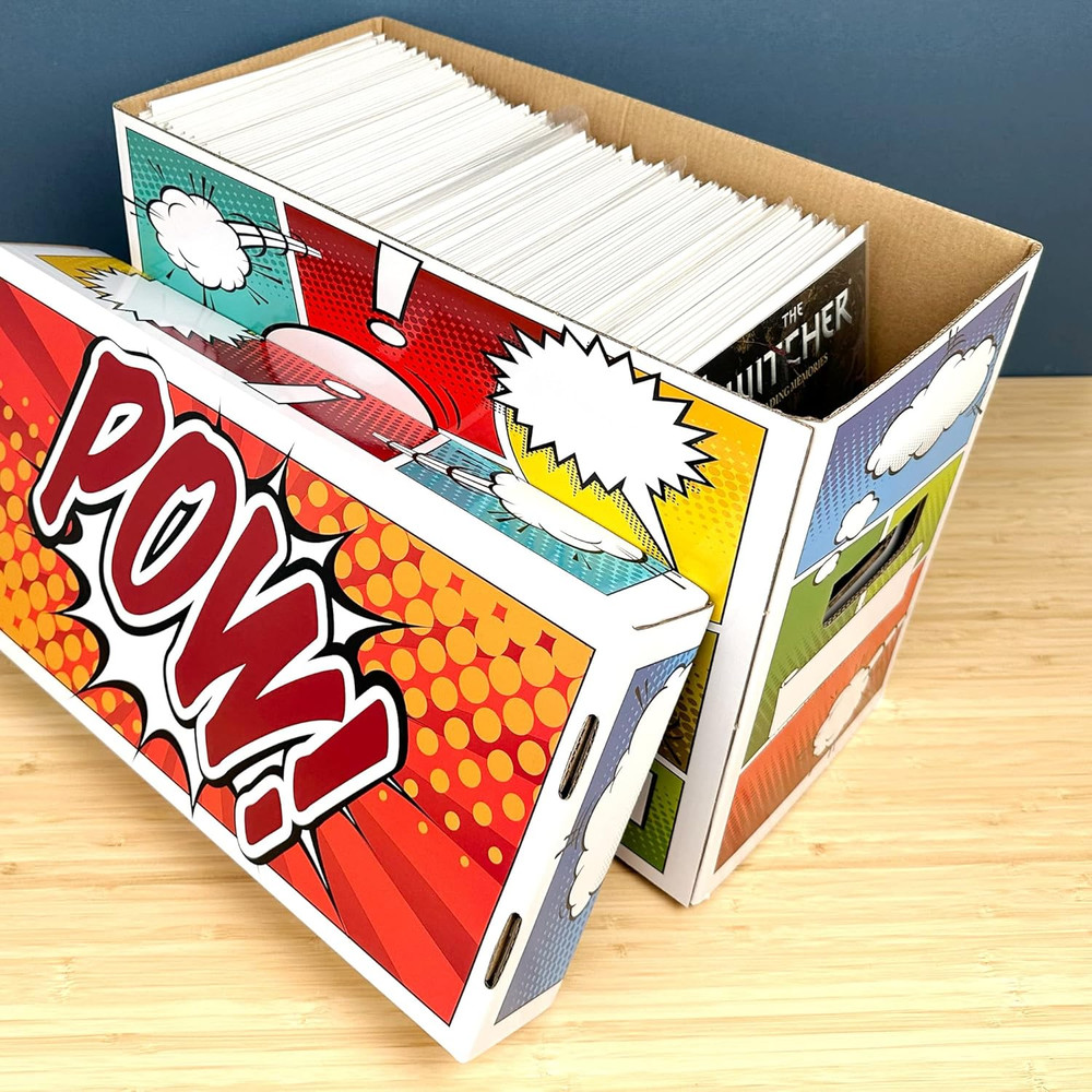 Pow! Comic Book Storage Short Box - 1 Pack Color Comic-Inspired Artwork Holds