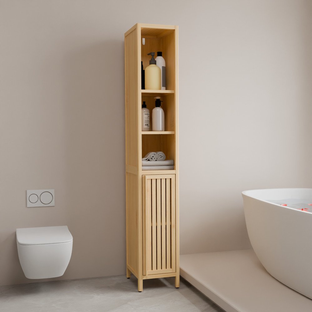 Natural bamboo large capacity thin and tall cabinet