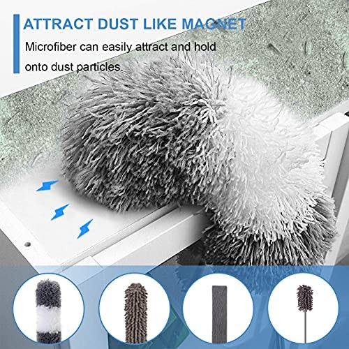 Microfiber Duster Kit for High Ceiling Microfiber Duster 6 Kit Grey & White