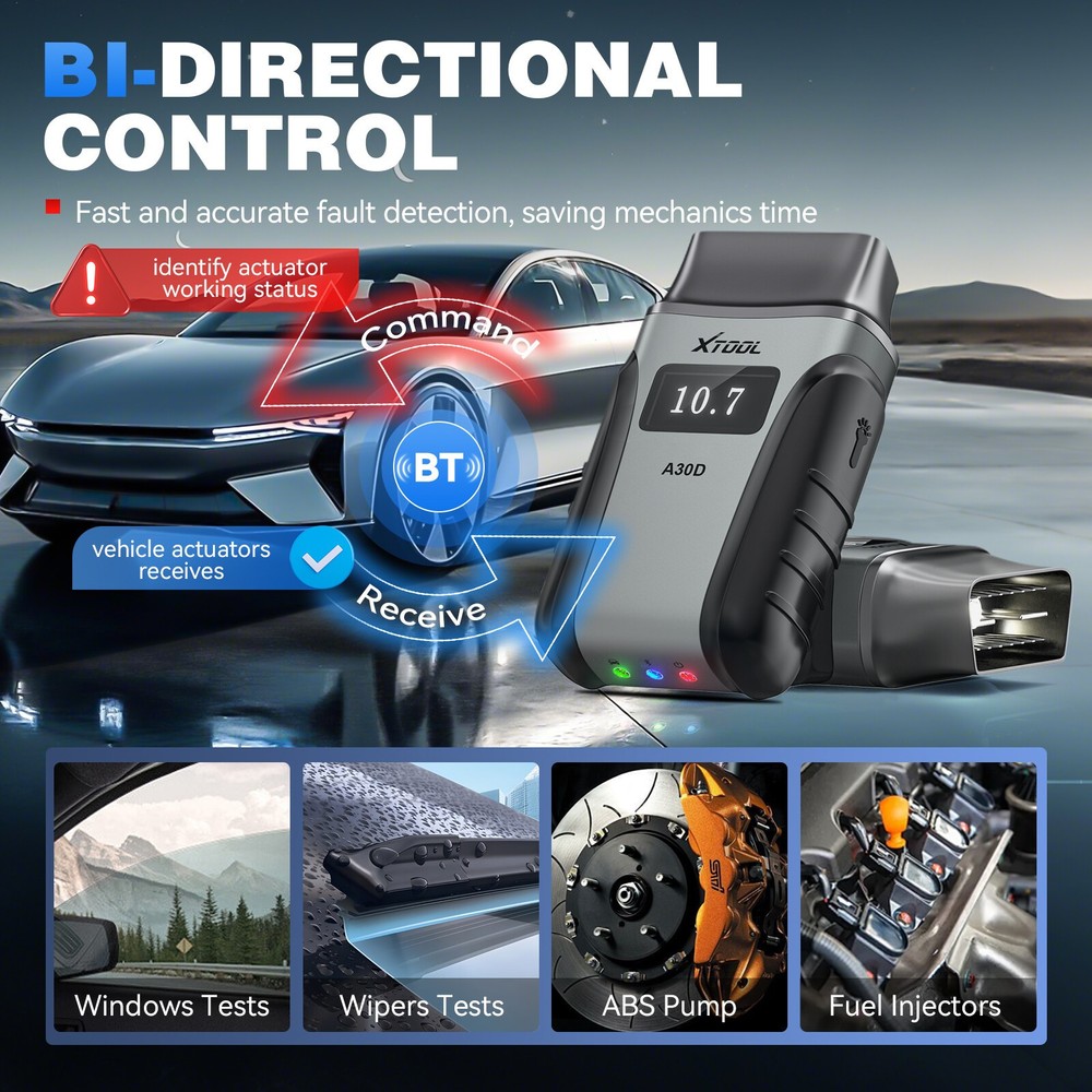 XTOOL A30D V2.0 Bluetooth OBD2 Scanner Full System Diagnostic Tool FCA AutoAuth