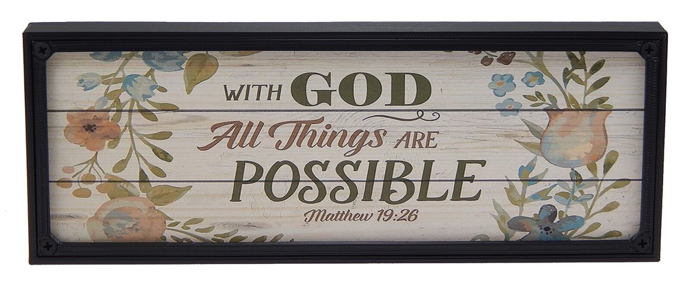 With God All Things Are Possible Rustic Farmhouse Sign Scripture Art Decor Print