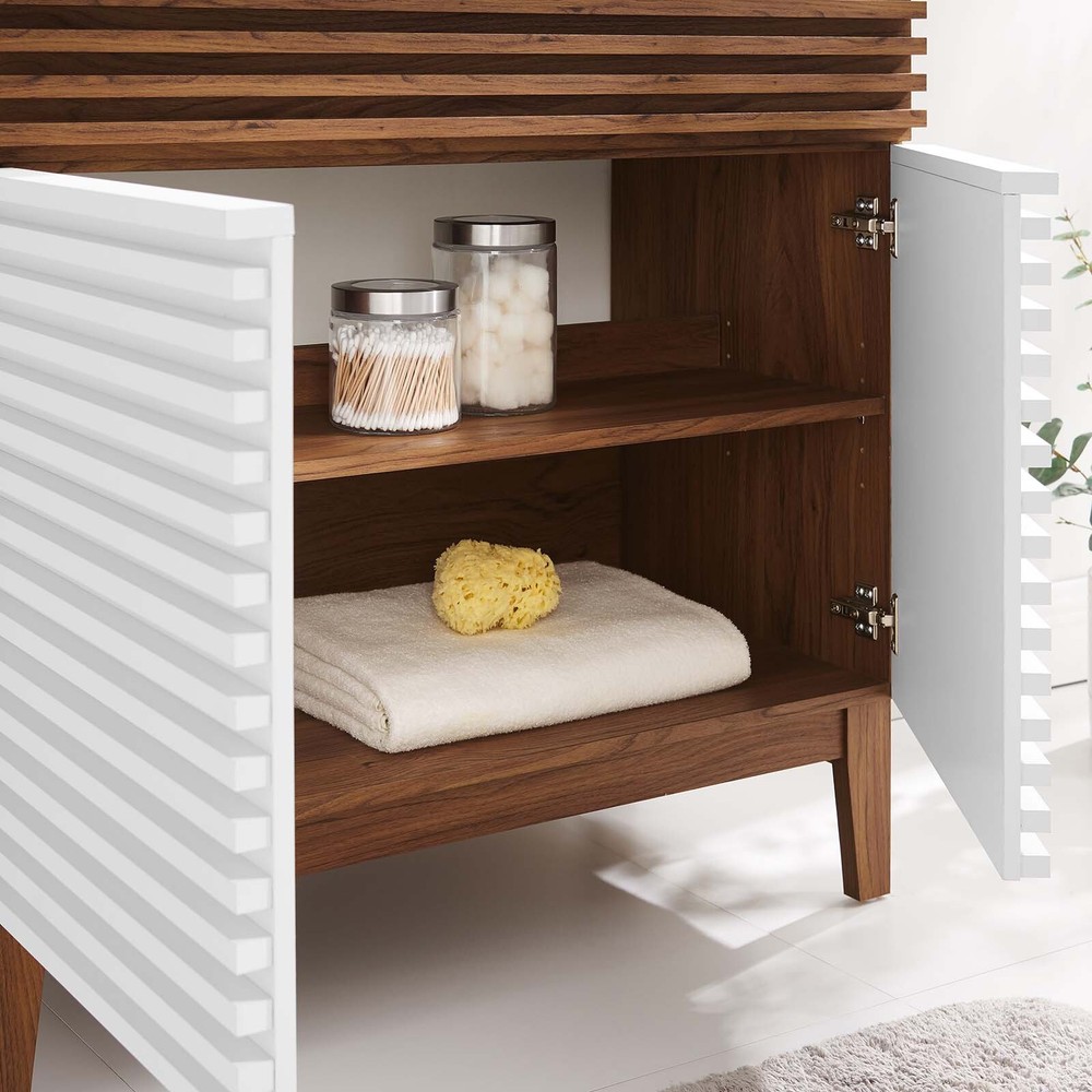 Modway Render 36" Bathroom Vanity Cabinet in White Walnut