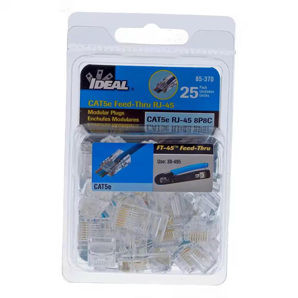Cat5E Feed-Thru RJ-45 Modular Plug (25-Pack)
