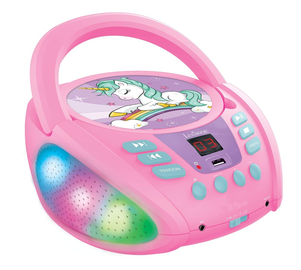 Unicorn - Bluetooth CD Player for – Portable, Multicoloured Light Effects, Mi...