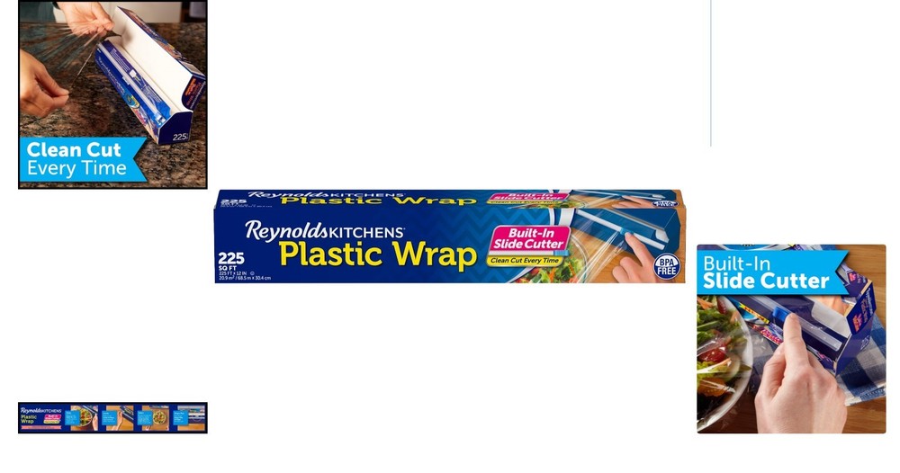 Kitchens Quick Cut Plastic Wrap - 225 Sq Ft with Starter Edge Tab & Secure Hold