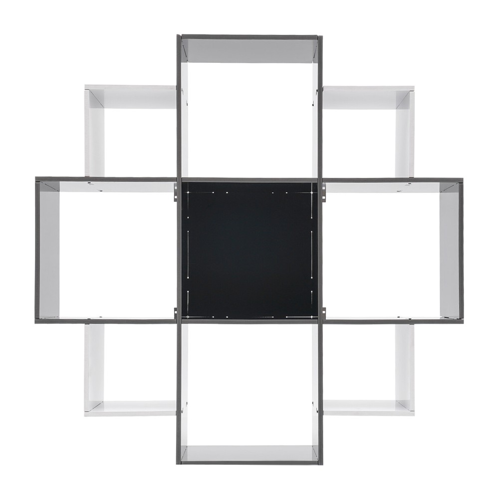 Modern Wall Mounted Bookshelf with 9 Compartments - 3 Tier Design