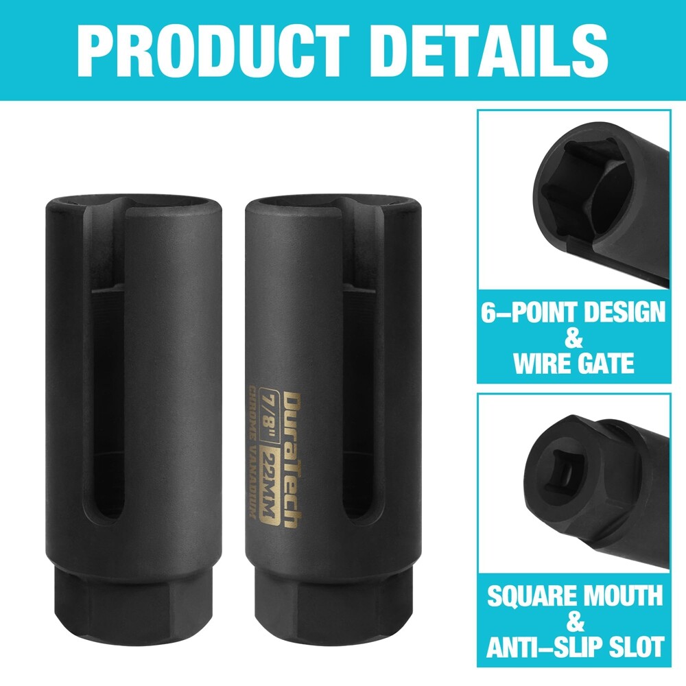 DURATECH O2 Oxygen Sensor Socket 3/8" Drive 7/8" 22mm Oxygen Sensor Remover Tool