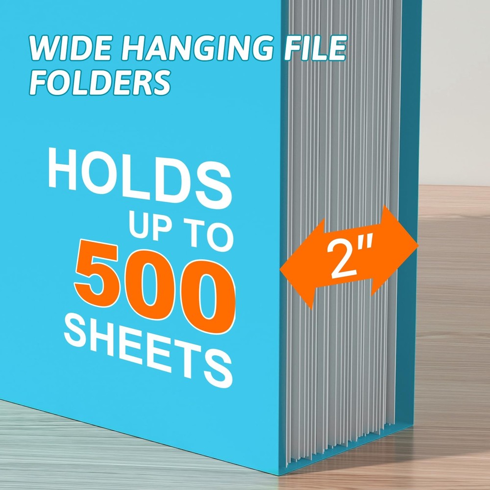Extra Capacity Plastic Hanging File Folder Letter Size,12 Pack Reinforced Han...