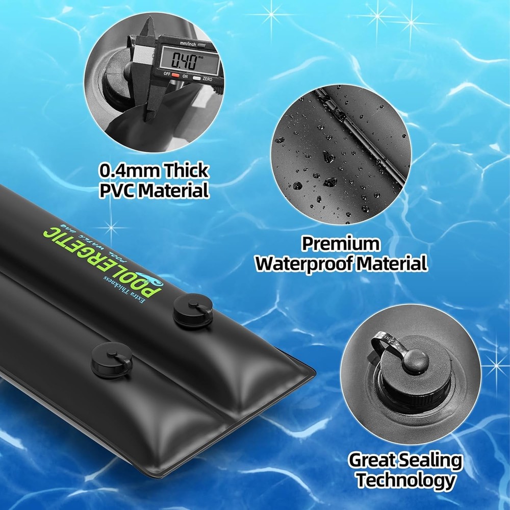 8FT Double Chamber Pool Water Bags, Heavy Duty 8 feet x Width, Black