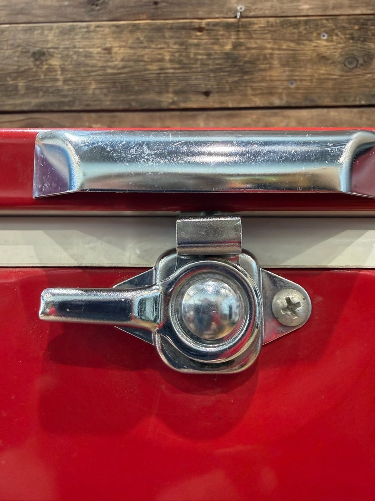 1996 Coleman, 48 Quart Metal Cooler, Red