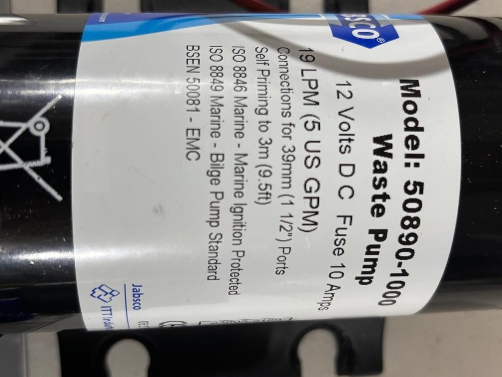 JABSCO 50890-1000 Marine Shower & Bilge Pump 12V DC 10 Amp DIAPHRAGM STYLE! NOS!