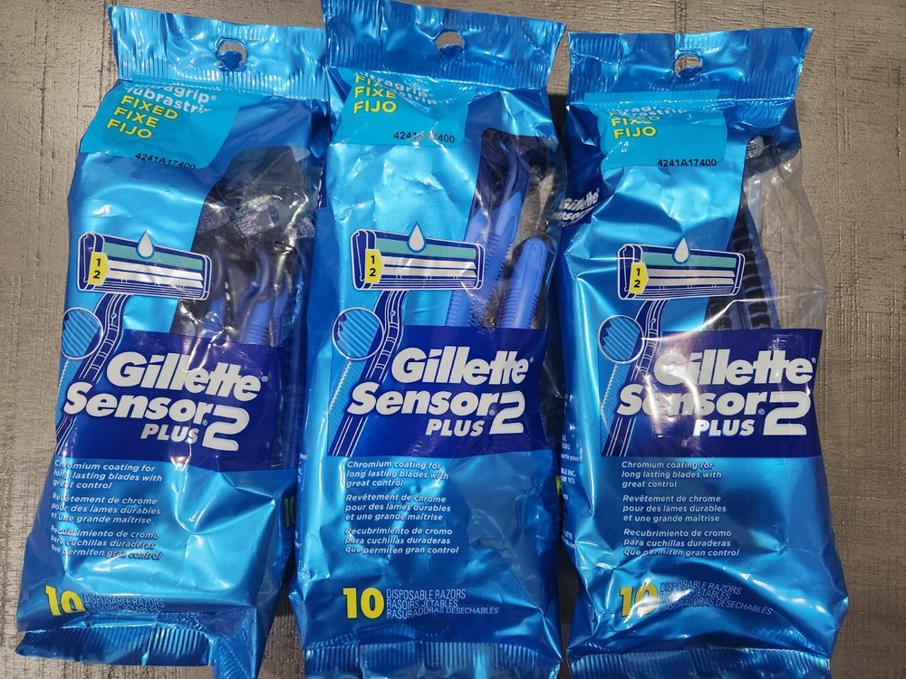 30 DISPOSABLE RAZORS GILLETTE SENSOR 2 PLUS FIXED ULTRAGRIP LUBRASTRIP SEALED
