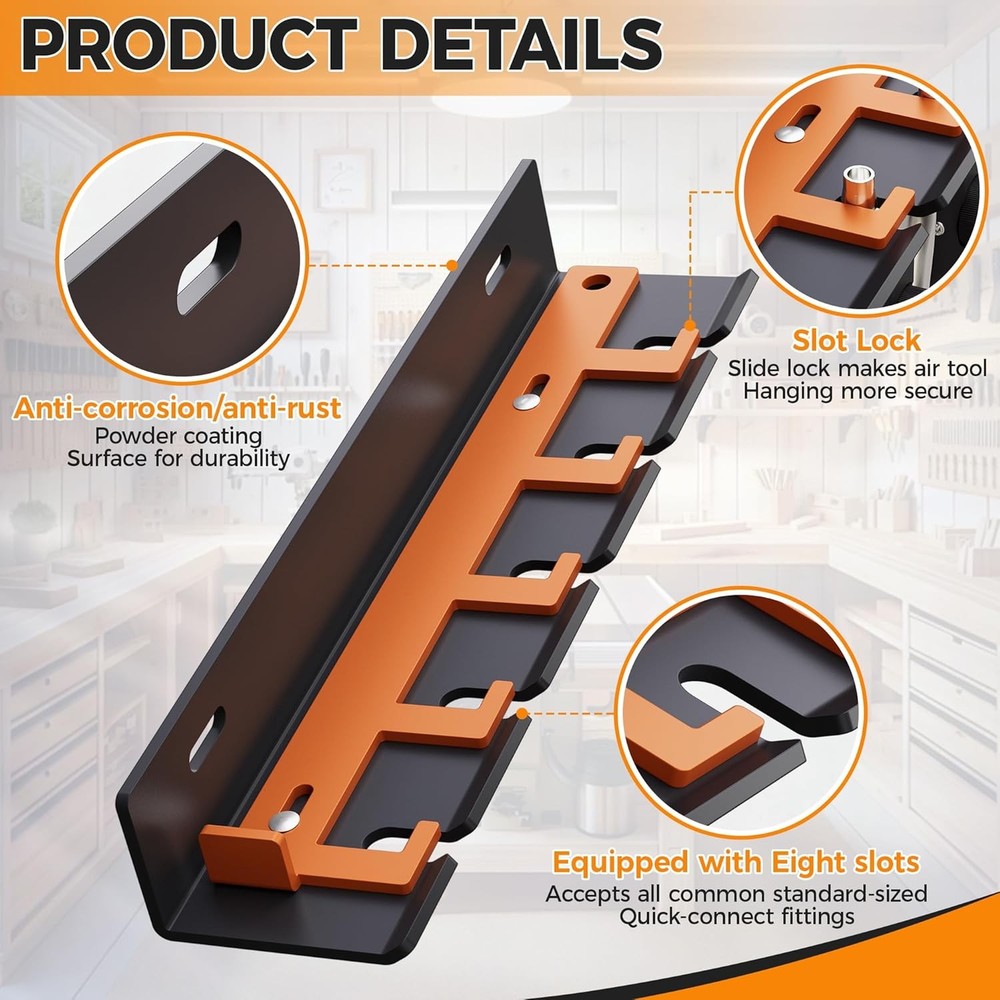Air Tool Pneumatic Tool Holder,Wall Mount Air Tool Rack,Lockable Air Tool Hanger
