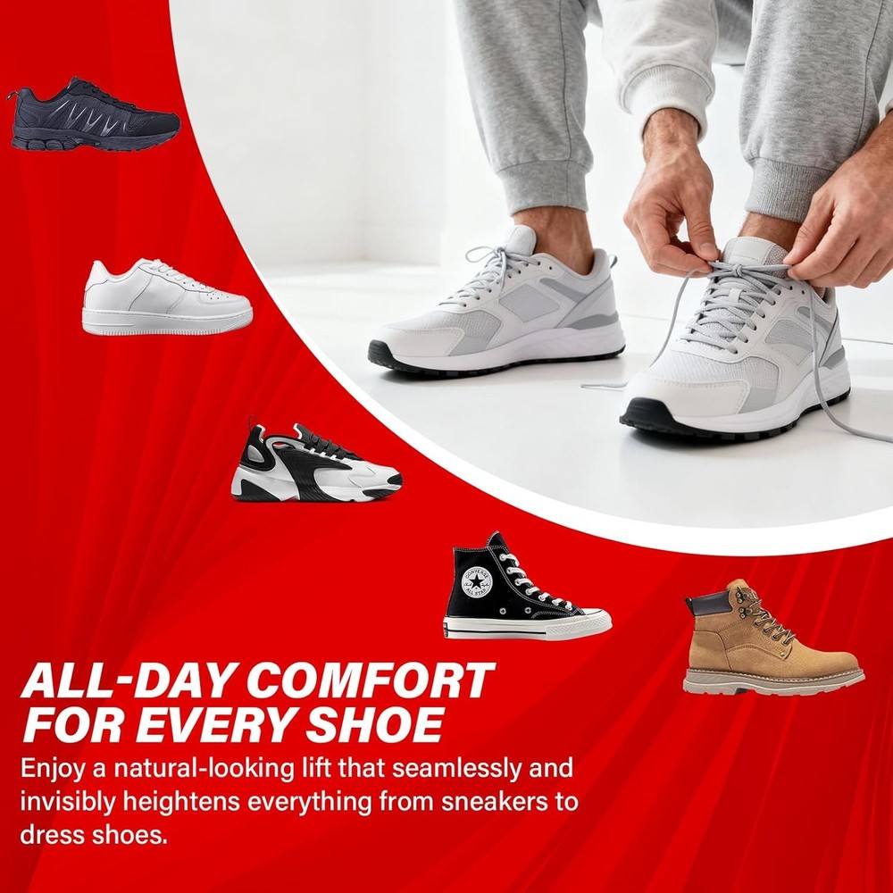 Adjustable Heel Lift Insoles Hidden Height Boost Shoe Inserts 1.8in