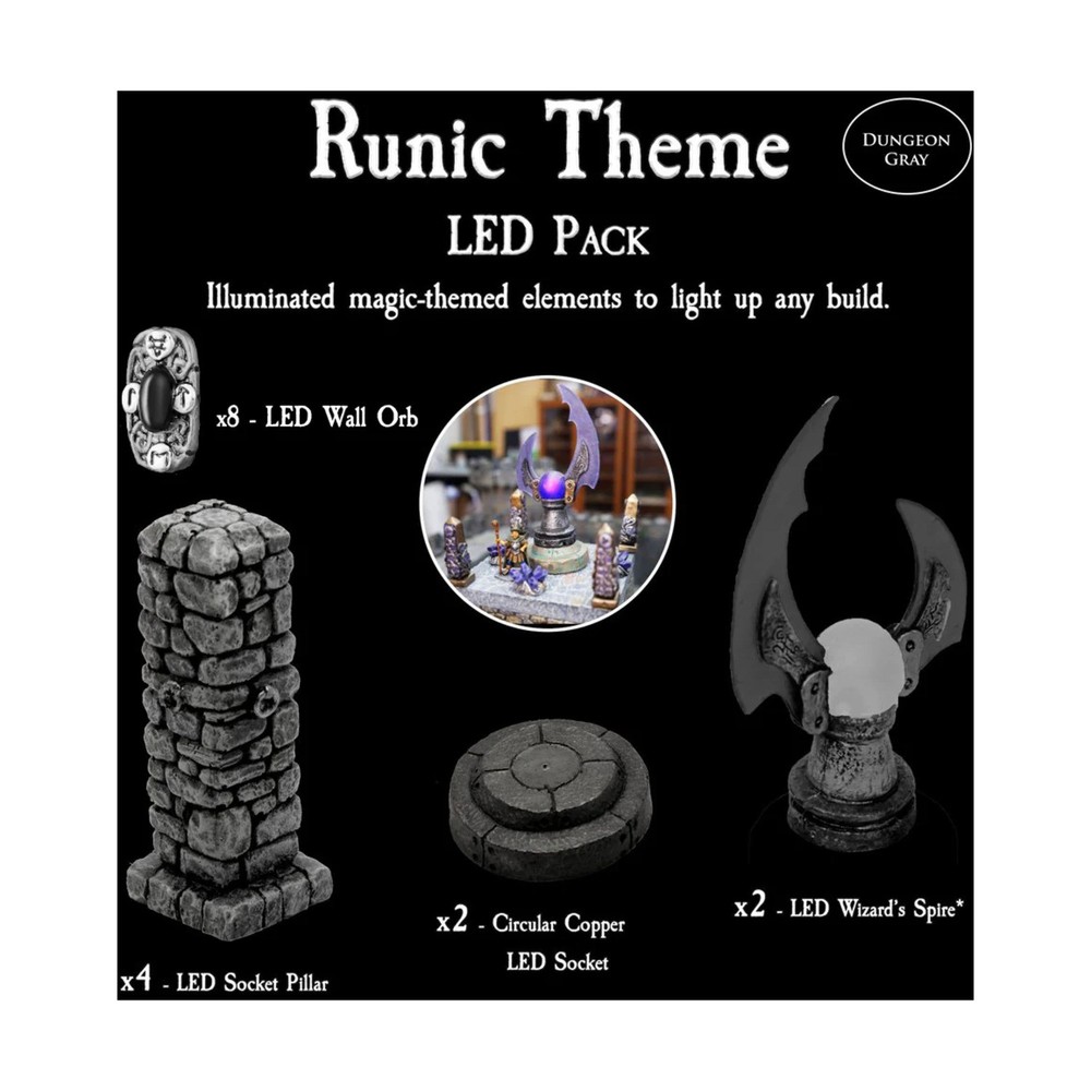 Dwarven Forge Minis Scenery and Terrain Runic Theme LED Pack (Unpainted) NM