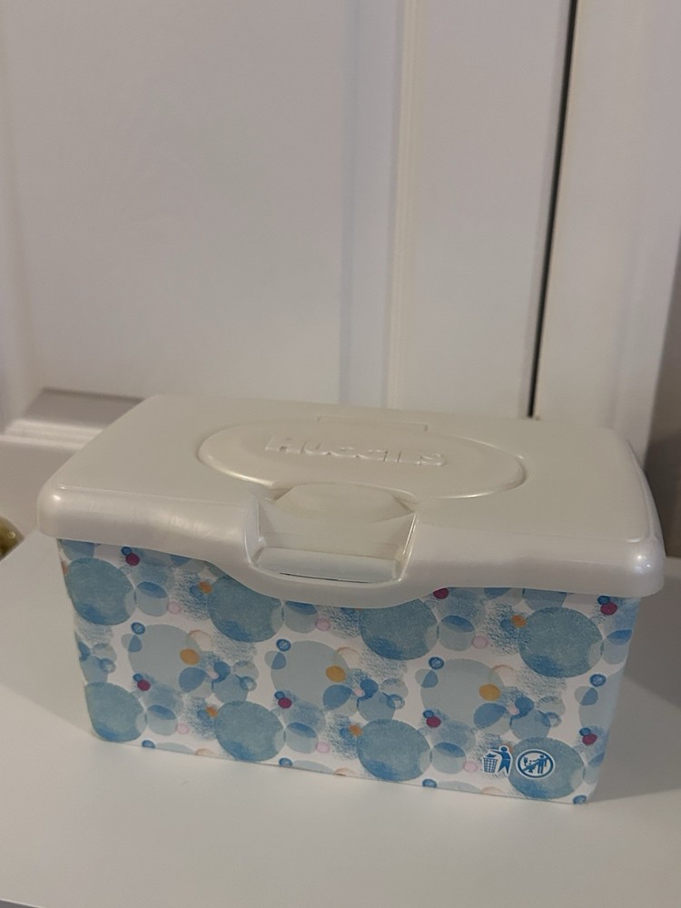 Huggies EMPTY Wipe Holder With Dots 2 Small Scuffs Multicolor