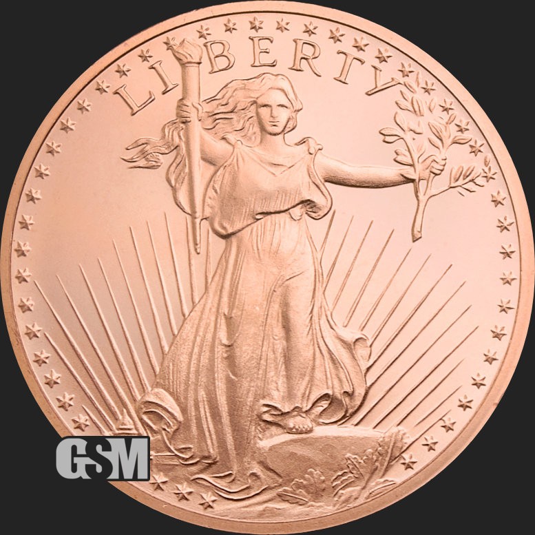 1 Oz. Solid .999 Fine Copper Round - Saint-Gaudens - Golden State Mint