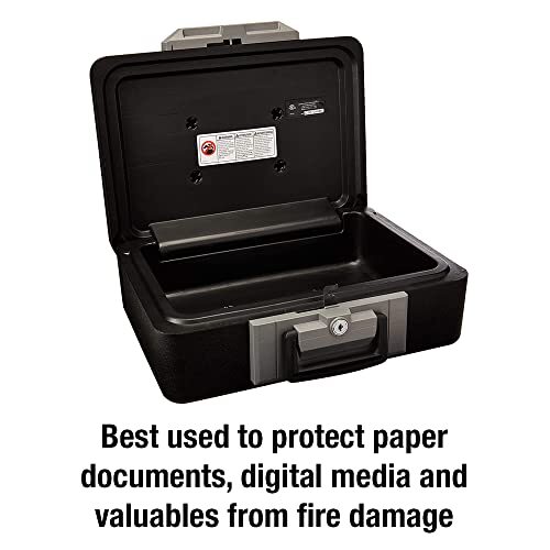 Fireproof Safe Box with Key Lock, Chest Safe with Carrying Handle to Secure M...