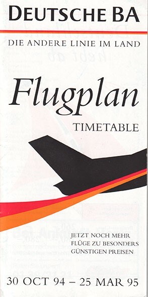 Deutsche BA timetable 1994/10/30