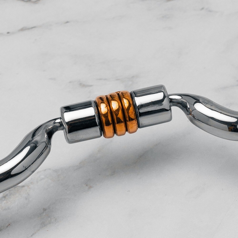 NY Tack 5" Western Silver Dotted D Ring Low Port Copper Rollers Snaffle Bit