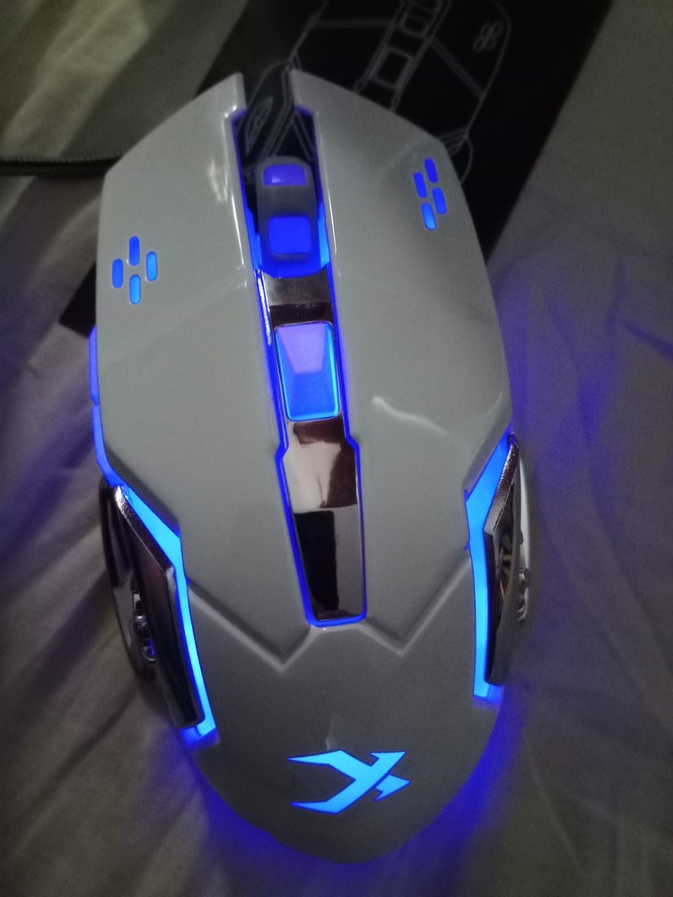 White Lenrue G3 Wired Gaming Mouse, Wired Optical Mouse LED lighting function