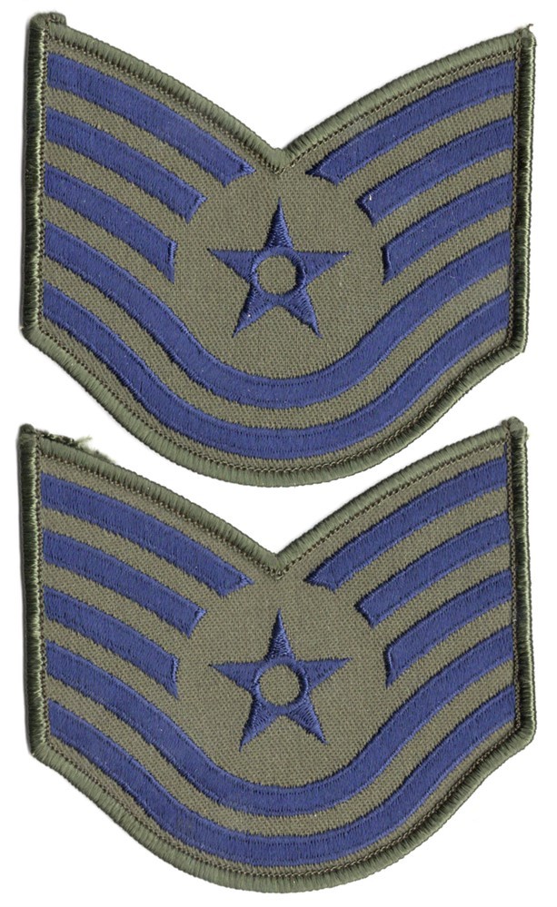 USAF Air Force Chevrons - Technical Sergeant (pair) - 3 1/2" subdued on twill
