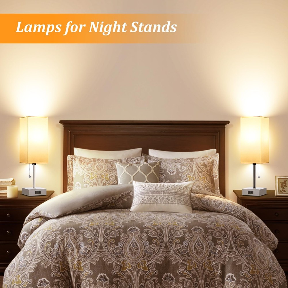 Touch Control Bedside Lamp, Dott Arts USB Table Lamp 3 Way Dimmable Nightstand