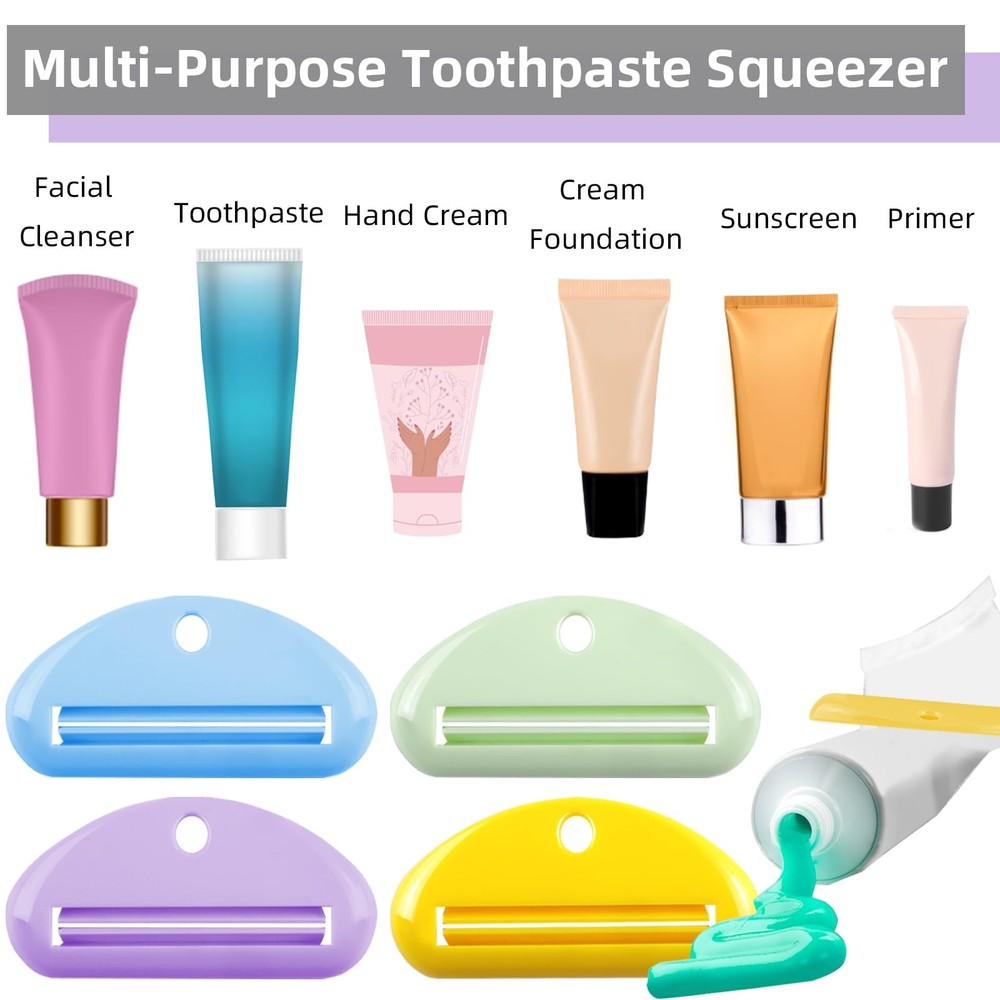 4Pcs Toothpaste Squeezer,Plastic Tube Squeezer Color