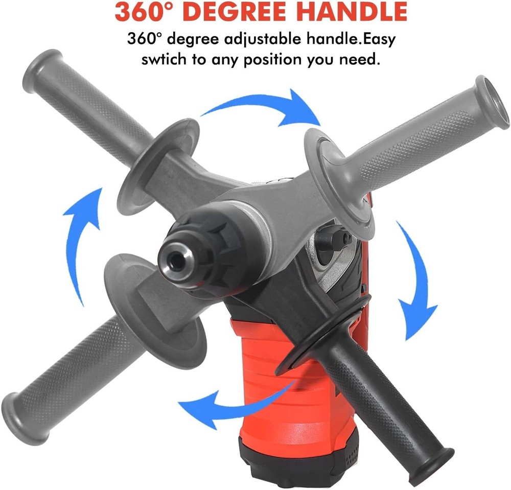 Corded 13 Amp Rotary Hammer - Efficient Demolition with Comprehensive Tool Kit