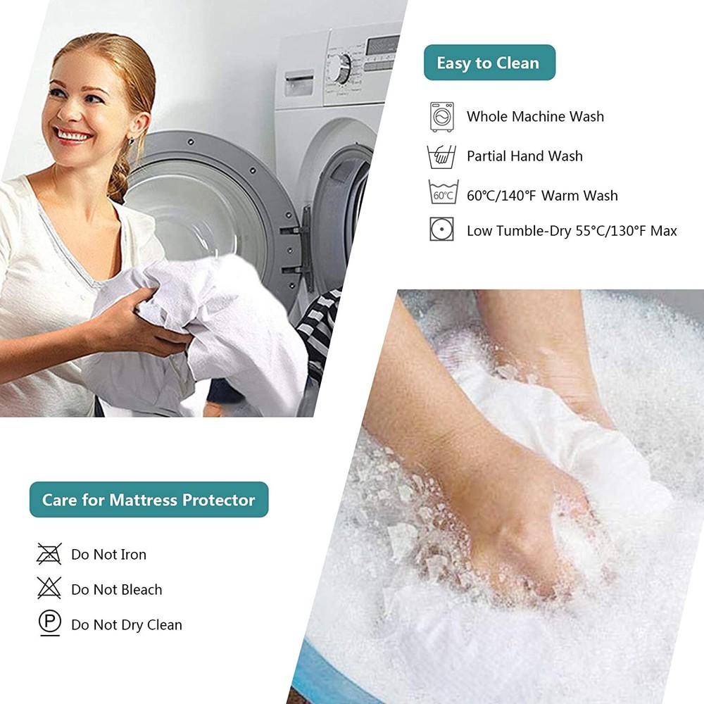 Waterproof Mattress Cover Polyester Top Matress Protector Deep Pocket Noiseless