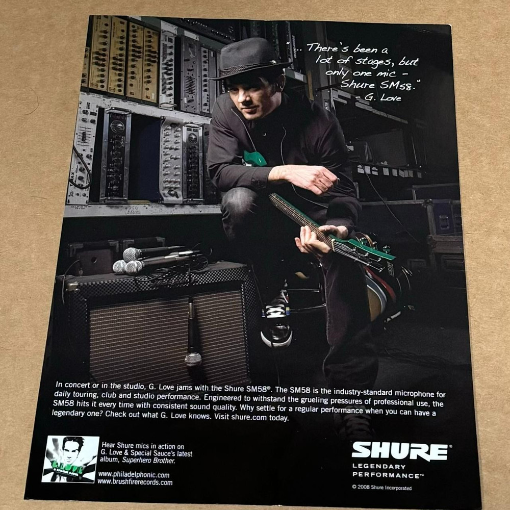 G. LOVE - SHURE MICS - 2008 Print Advertisement