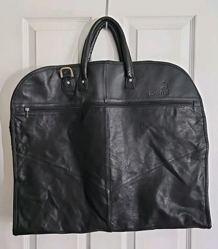 Hartford Life Black Leather Garment Bag