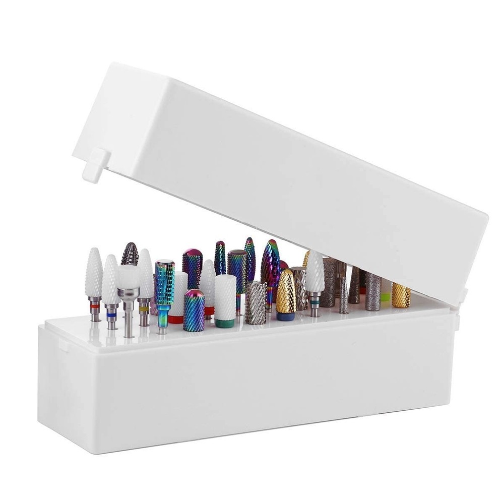Nail Drill Bits Holder,Dustproof Stand Displayer Organizer Container Case 30 ...