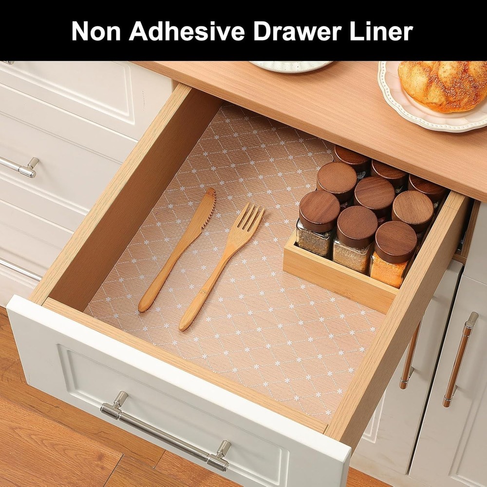 Removable Waterproof Kitchen Shelf Liner - Eco-Friendly EVA with Elegant Pattern