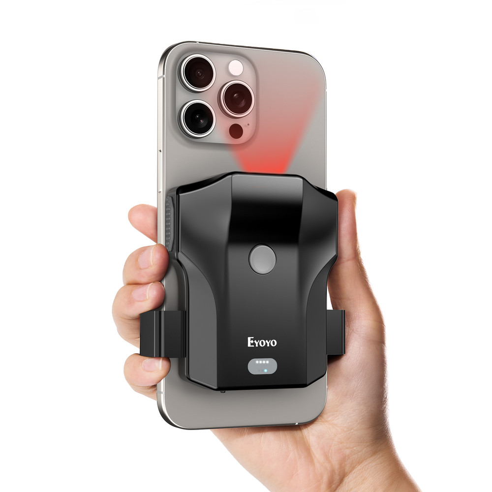 Eyoyo Bluetooth Back Clip Barcode Scanner for Phone,1D 2D QR Code UPC EAN Reader