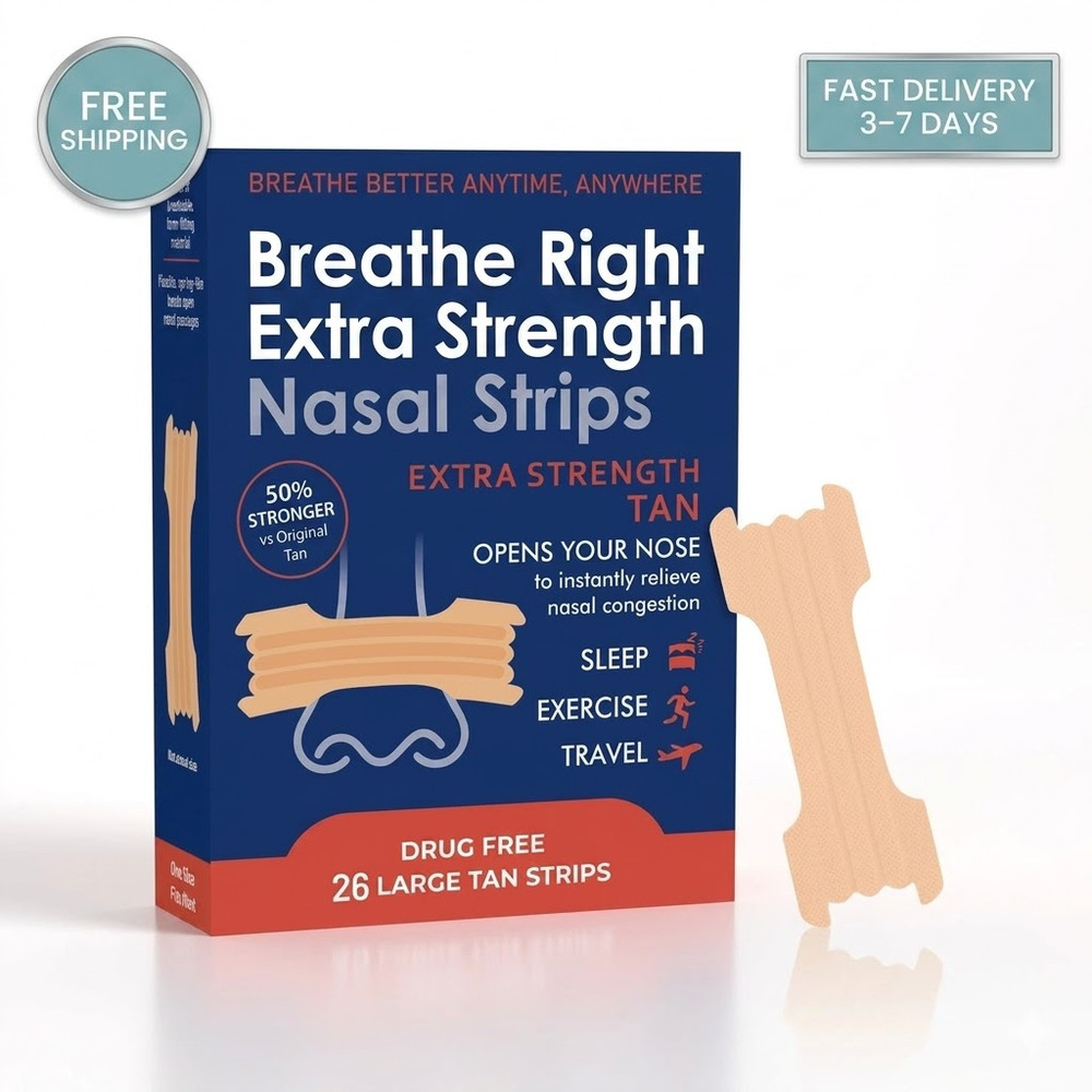 Breathe Right Extra Strength Nasal Strips Tan – Multi Pack Snoring Relief