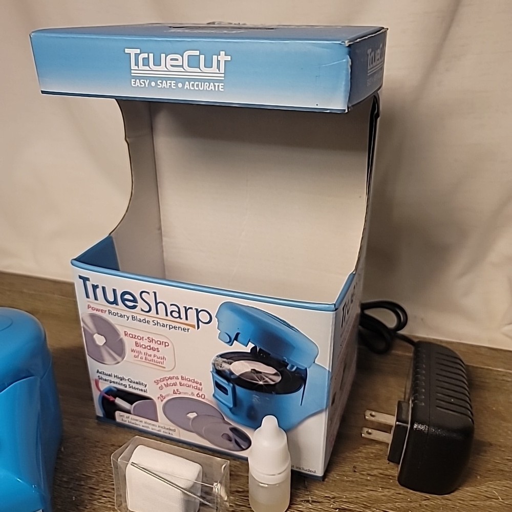 TRUE SHARP TrueCut High Quality Power Rotary Blade Sharpener Blue