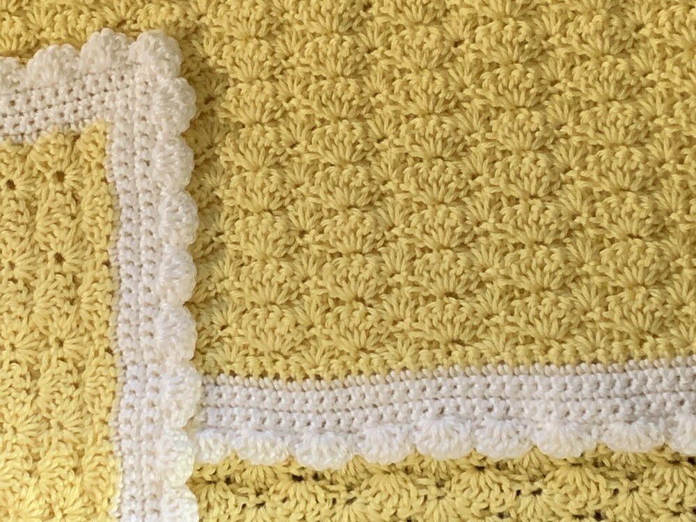 Handmade Crocheted Baby Blanket - Lemon Shells